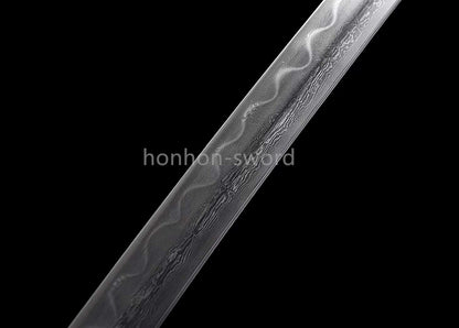 Folded Steel Clay Tempered Katana Beige Blade Full Tang Samurai Sword  For Battle