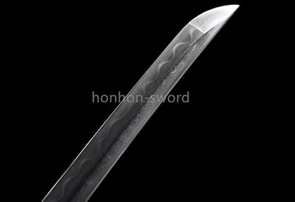 Folded Steel Clay Tempered Katana Beige Blade Full Tang Samurai Sword  For Battle