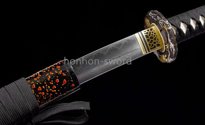 Folded Steel Clay Tempered Katana Beige Blade Full Tang Samurai Sword  For Battle
