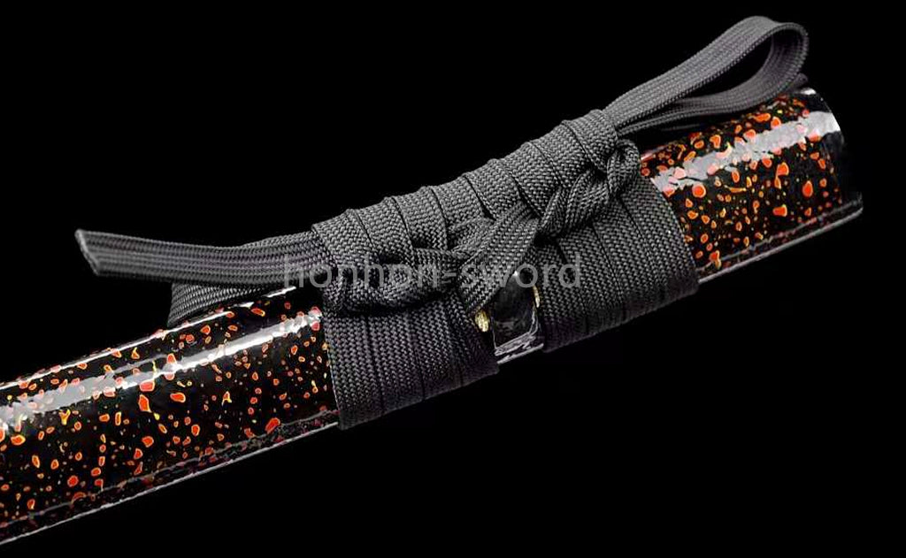 Folded Steel Clay Tempered Katana Beige Blade Full Tang Samurai Sword  For Battle