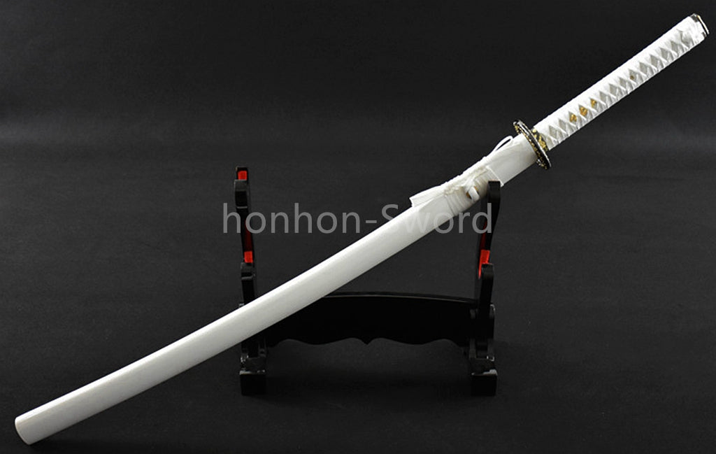White Japanese Katana Carbon Steel Full Tang Samurai Sword Sharp Battle Ready