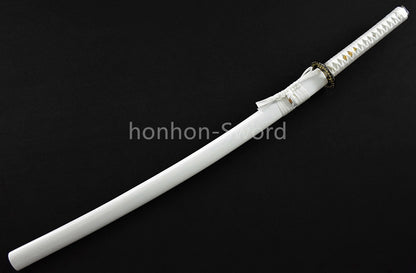 White Japanese Katana Carbon Steel Full Tang Samurai Sword Sharp Battle Ready