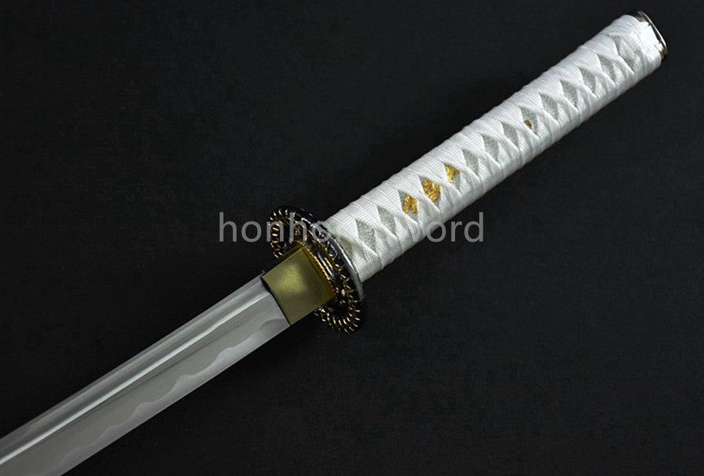 White Japanese Katana Carbon Steel Full Tang Samurai Sword Sharp Battle Ready